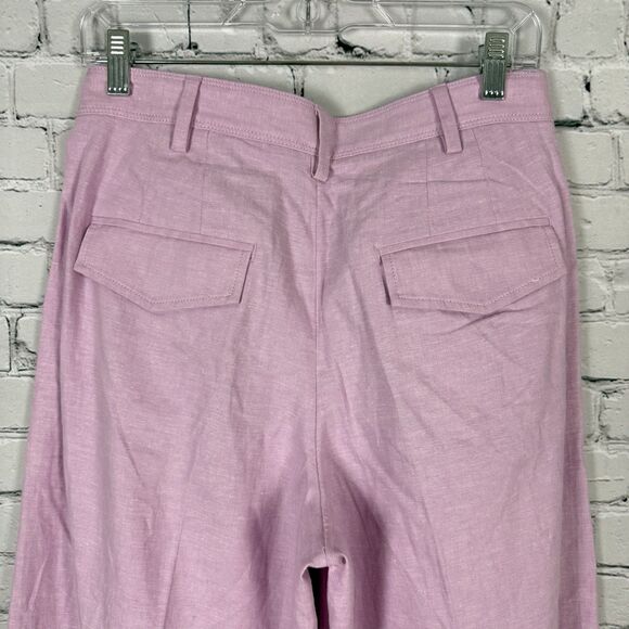 Banana Republic Linen Blend Wide Leg Pleated Trouser Pants Women 6 Pink Lavender - Picture 9 of 12